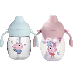 Mumpot Baby Kettle Duck Beak Cute Cartoon Children Straw Bottle Portable Water Cup 280 ml-1 Pc Any Color - Rokomari